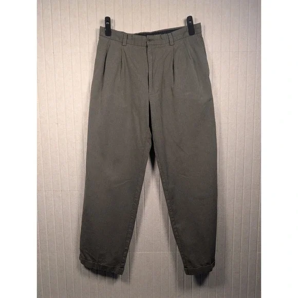 Banana Republic Chino Pants Mens 34L Olive Vintage Pleated Smithfield Excellent