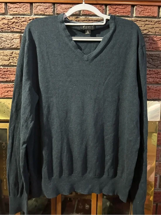 Banana Republic Men's Dark Teal V-Neck Sweater