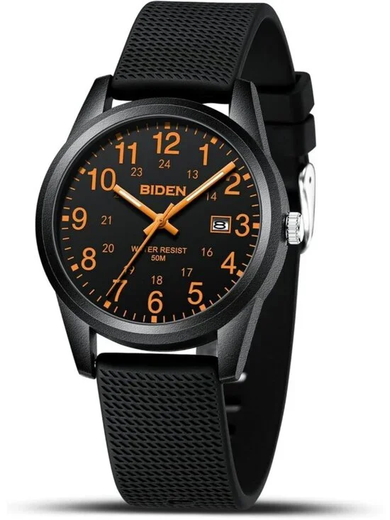 Men's Black Orange Analog Unisex Medical Professionals Waterproof Nurse Watch