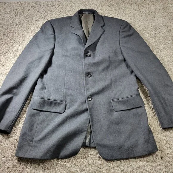 Banana Republic Blazer Mens 42R Gray Wool Lined Sport Coat Italy Flaw*