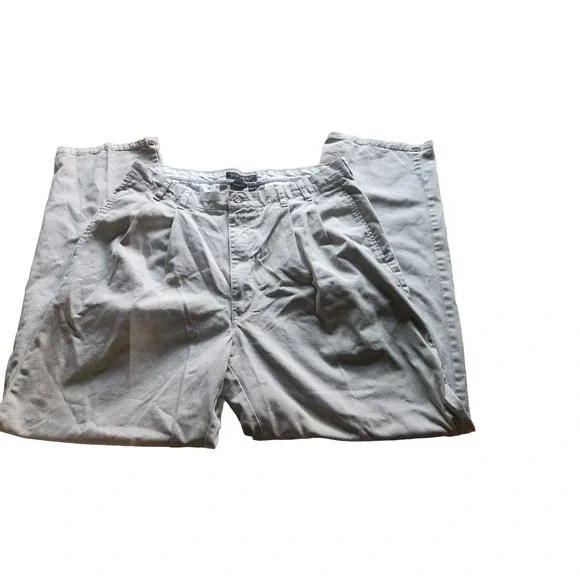 VTG Banana Republic Chino Pants Mens 38x32 Beige High Rise Pleated‎ Zip