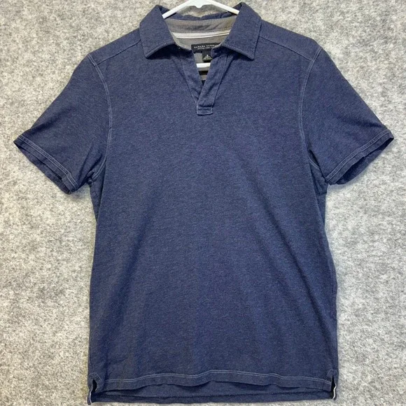 Banana Republic Fitted Pima Polo Men Size Small Blue Open V-Neck