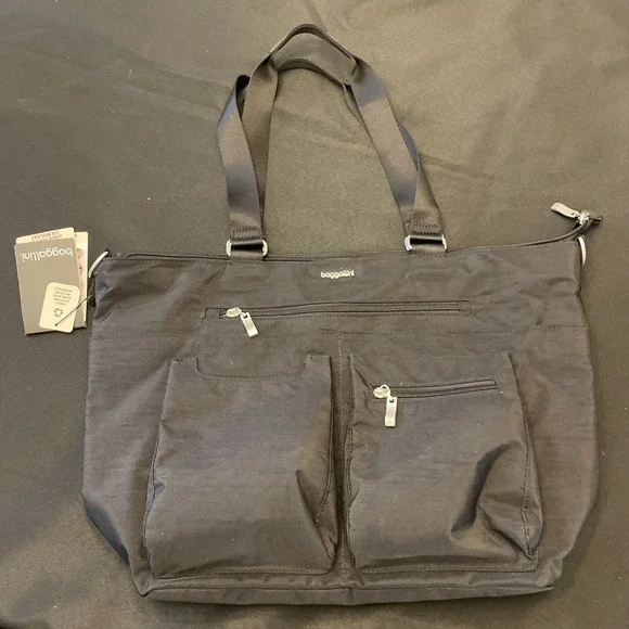 Baggallini Any Day Laptop Computer Tote Bag Black Nylon NEW