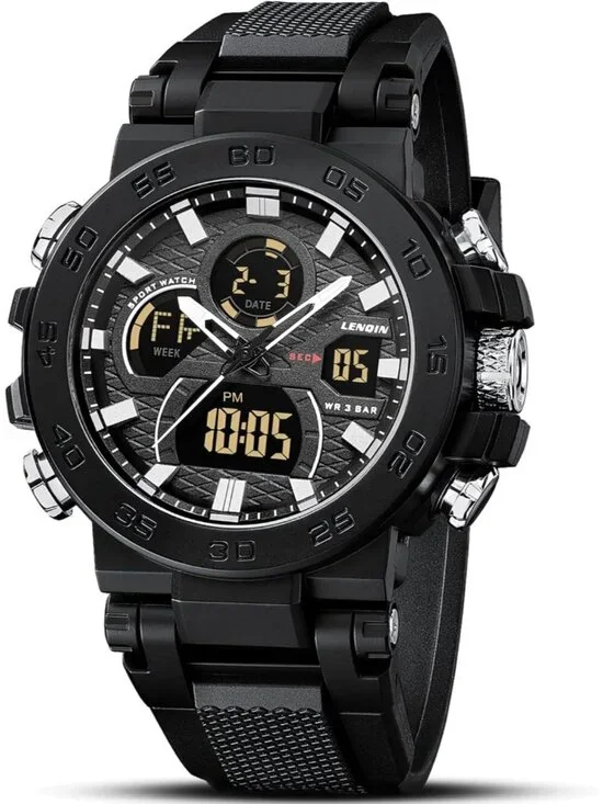 Mens All Black Digital Military Survival Tactical Outdoor Waterproof Wrist Watch