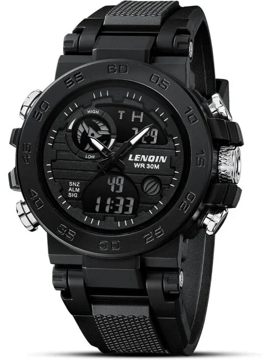 Men's Black Digital Military Survival Tactical Outdoor Waterproof Wrist Watch