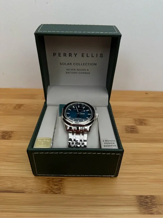 Perry Ellis Men’s Stainless Steel Watch with Blue Dial
