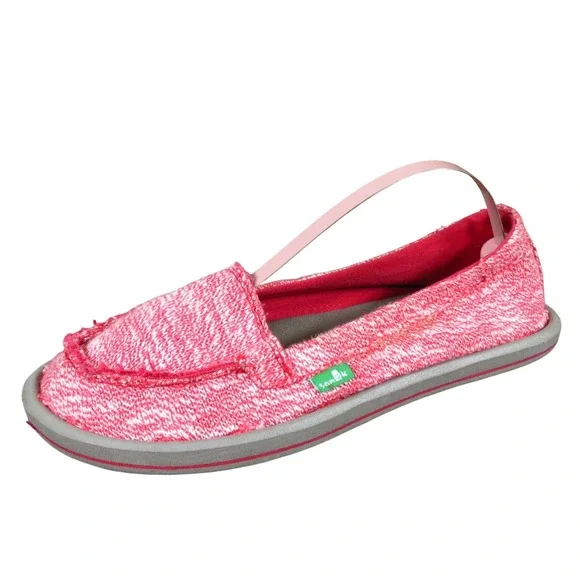 Sanuk‎ Donna Girls Loafer Slip On Shoe Size 4Y Casual Comfort Pink White Marl