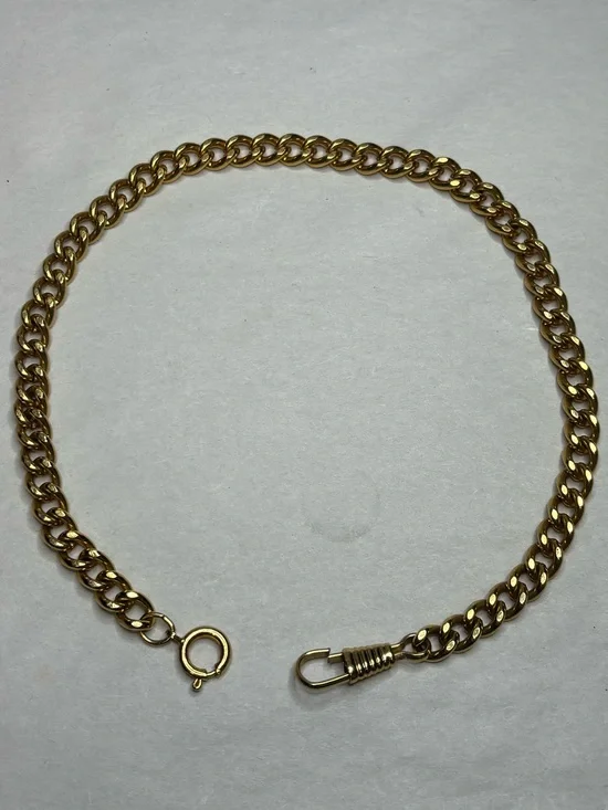 Vintage 13in Gold Tone Pocket Watch Chain with Spring Ring & Dog Clip #6060