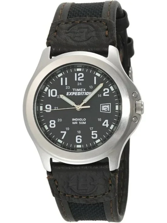 Men's Black Analog Expedition Metal Field Water Resistance Rugged Outdoor Watch