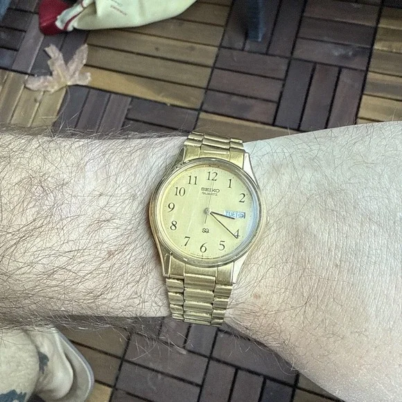 Rare Vintage SEIKO Mens Watch‎ 1996 Golden Tone OCTO With Date Month