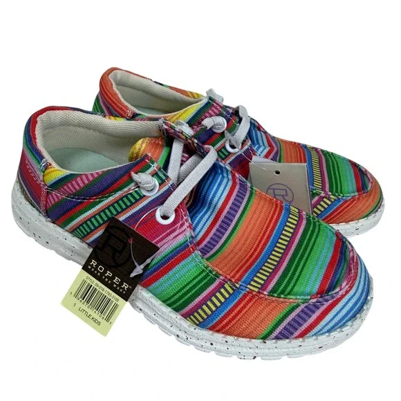Roper Serape Chukka Shoes Kids Size 1 Multi Color Striped Moc Toe‎ Casual NEW