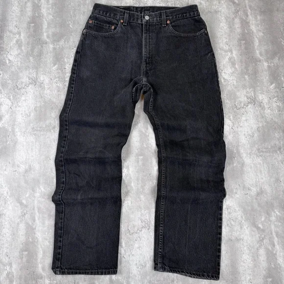 Vintage Levis 505 Jeans‎ 34x30 (33x30) Black Straight Leg USA Denim Distressed