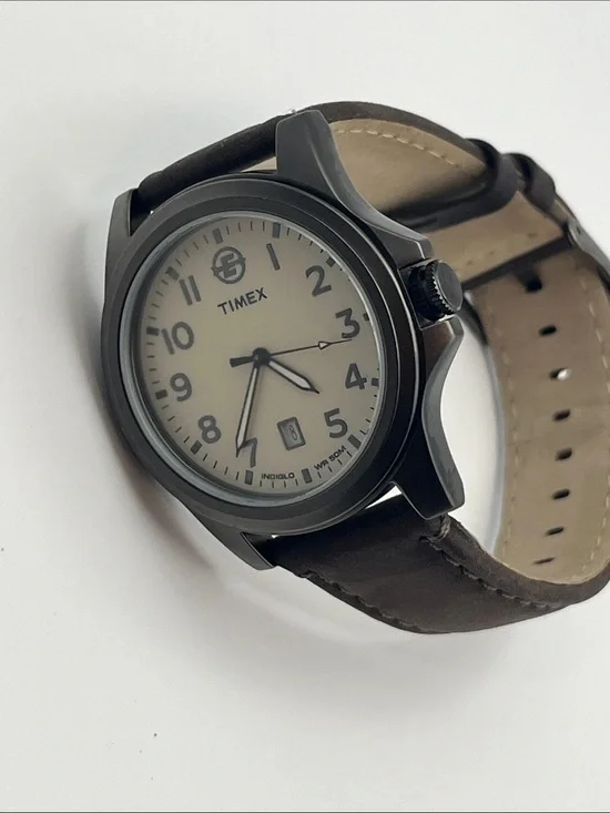 Timex Expedition Brown Leather Strap Watch with Cream Dial