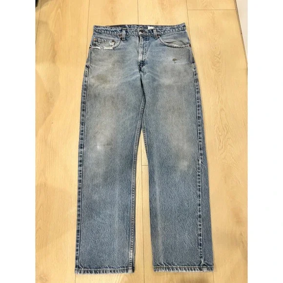 Levis 505 Regular Fit Straight Leg Jeans Mens‎ 33x30 Light Vintage Distressed