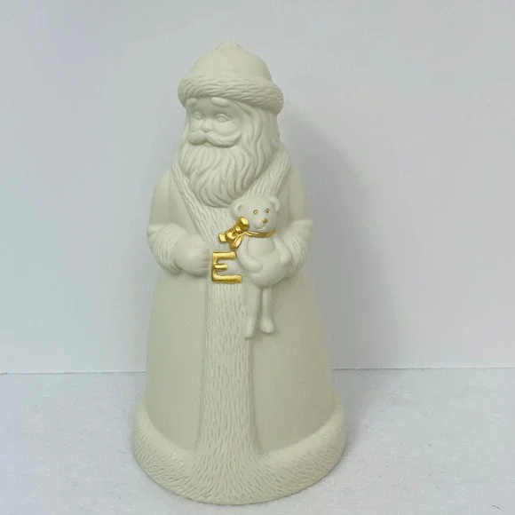 Lenox All is Bright Santa Figurine Light Up Ivory Porcelain Gold Letter E 863052