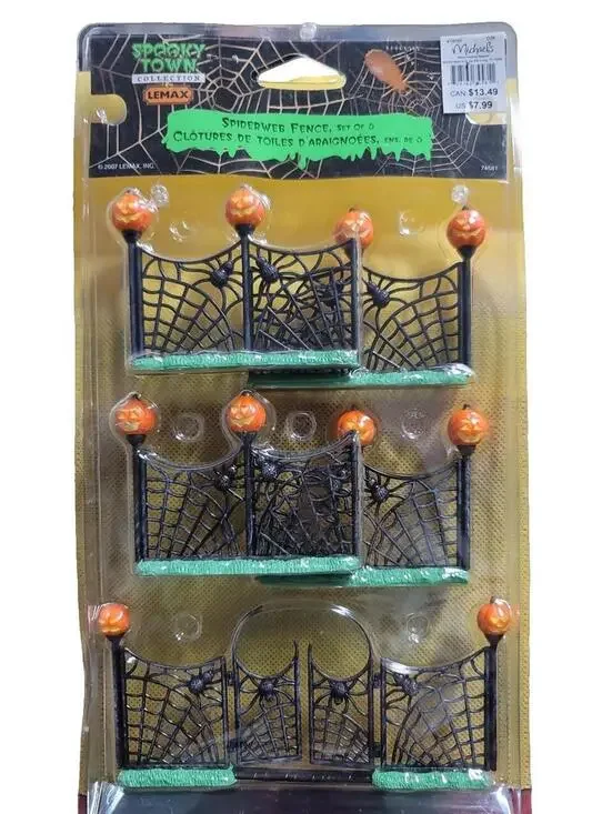 Retired Lemax Spooky Town Spiderweb Fence Halloween Decoration, 1 Pk of 5 Pieces