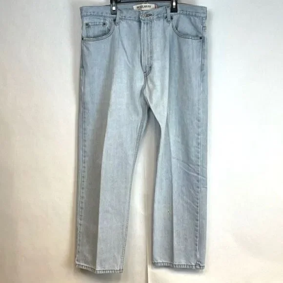Levi's‎ 505 Jeans Men's W40 L30 Blue Denim Regular Fit Straight Leg Light Wash