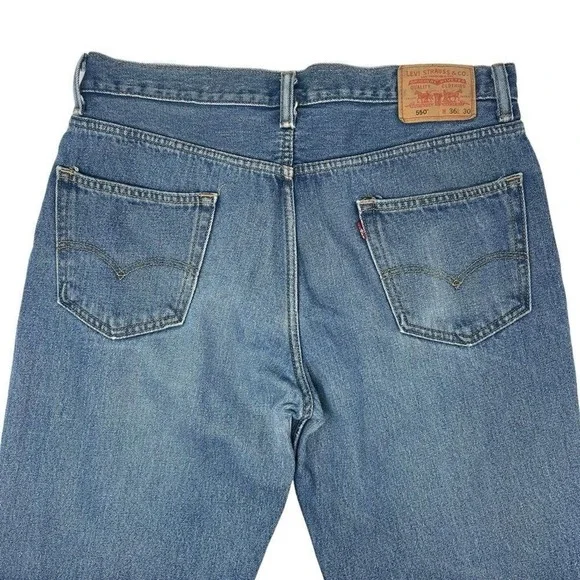 Levis 550 Mens Relaxed Fit Tapered Medium Wash Jeans 36x30 |‎ Dad Y2K