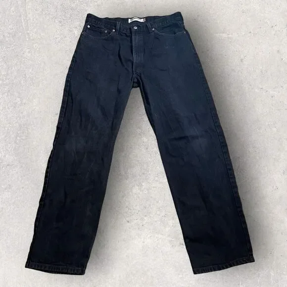 Vintage Levis Jeans Mens 38 Black 550 Baggy Denim Faded Streetwear Hipster 36x32