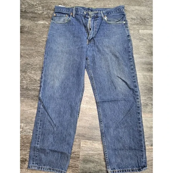 Levi's 550 Men's Relaxed Fit Jeans Stonewash Blue Zip Button Size‎ 36x30
