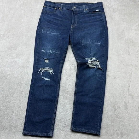 Levi's‎ 511 Slim Fit Jeans Mens 38x30 511 Distressed Sashiko Stitching Stretch