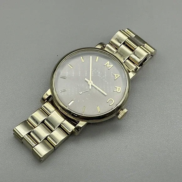 Marc By Marc Jacobs Womens Watch Gray Dial Gold Tone Bracelet NEW BATTERY