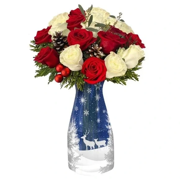 Modgy Expandable Plastic Vase OhDeer Christmas Holiday 10x6‎ New