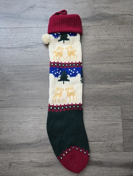 Reindeer Wool Christmas Stocking Cabincore Cottagecore Farmhouse