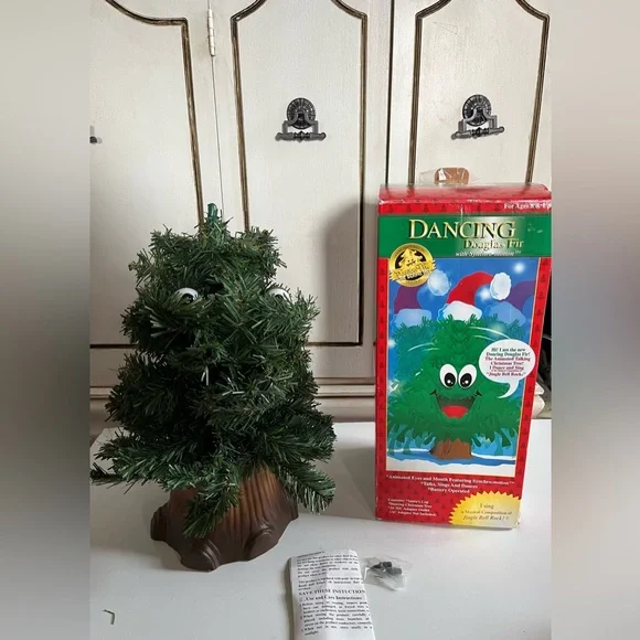 Vintage Gemmy Douglas Fir Talking Singing Christmas Tree, animated decoration