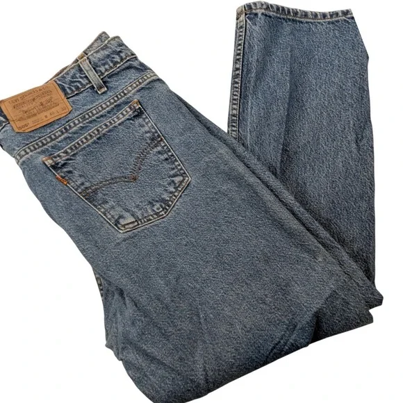 Levis‎ 505 Regular Fit Straight Leg Blue Denim Jeans Orange Tab Mens 40x30 VTG