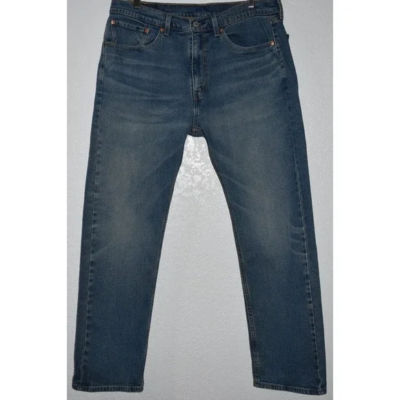 Levis 505 35x30 Straight Leg Jeans Long Blue Stretch Denim 5-Pocket‎ Inseam 29.5