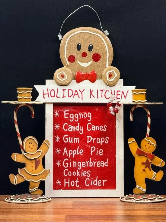 Gingerbread Candle Holders and Gingerbread “Holiday Kitchen” Sign