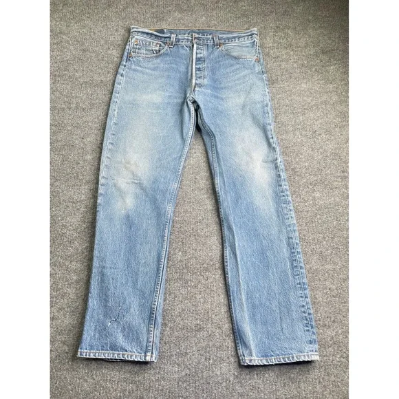 Levi's 501xx Jeans Mens 35x33 Blue Vintage Made in USA Straight Leg Light‎ Wash