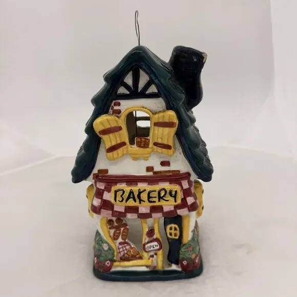 Hand Painted Ceramic & Porcelain Bakery House Collectible, Multicolor