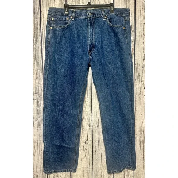 Levis 505 Regular Fit Straight Leg Blue Jeans Mens 40x30 Medium Wash Denim‎
