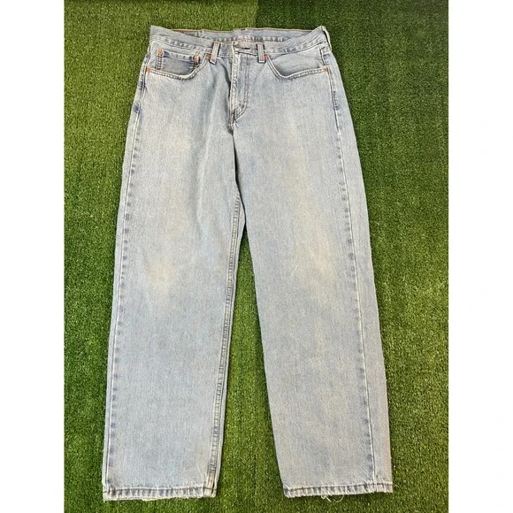Levis 550 Relaxed Fit Light Wash Denim Jeans Mens 34x30 Blue Tapered Leg