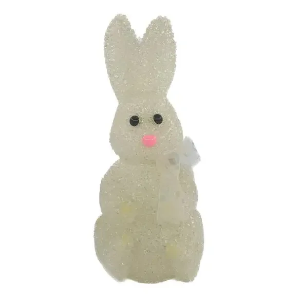 Vintage Plastic Popcorn Rabbit Lighted White Bow 9.5