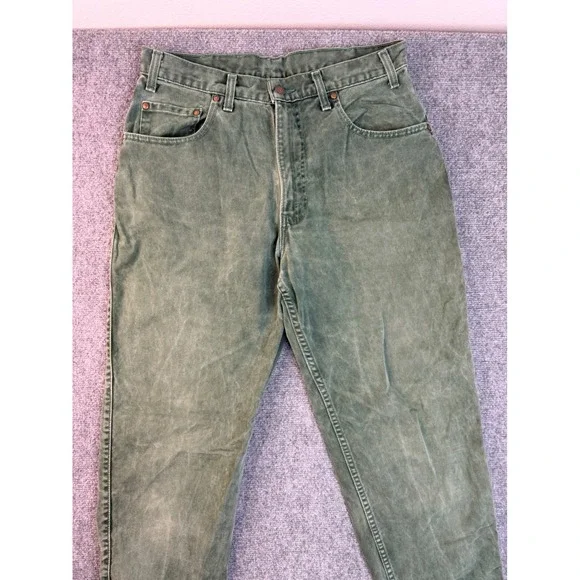 Vintage Levis 541 Jeans 34x32 Green Cotton Fade USA Made Sample Garment Mens 90s