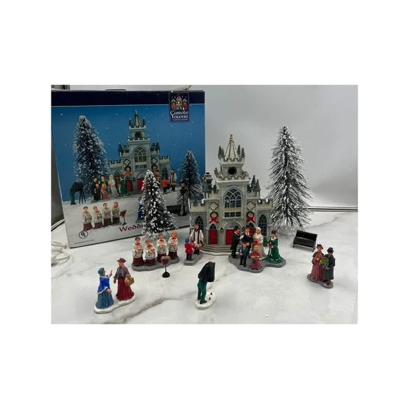 Lemax Carole Towne St John Church Wedding Set 2001 Christmas Village Lit Boxed