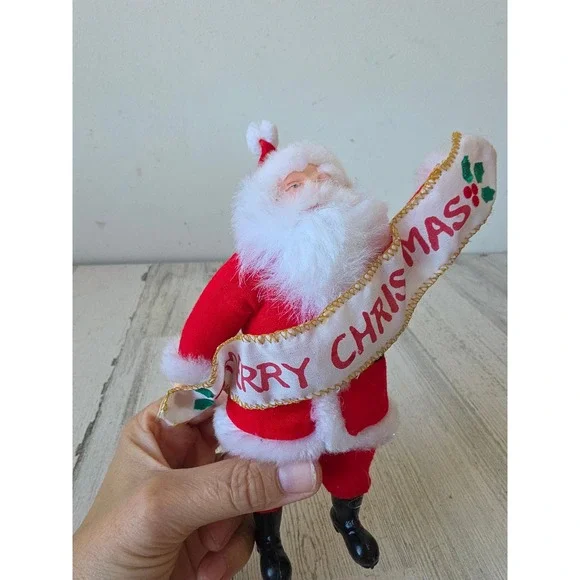 Plush Santa sign figurine unique village Xmas statue