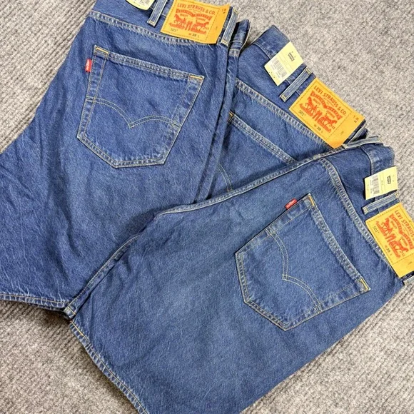 Levis 501 Original Mens Denim Shorts W38 Blue Button Fly 9 Inch Inseam Lot Of 3
