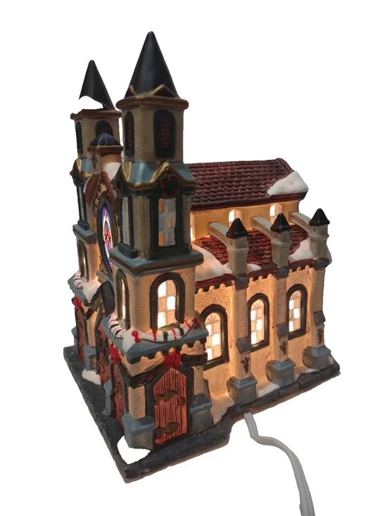 VTG Galleria Hand Painted Fine Porcelain Collectible Old World Lighted Cathedral