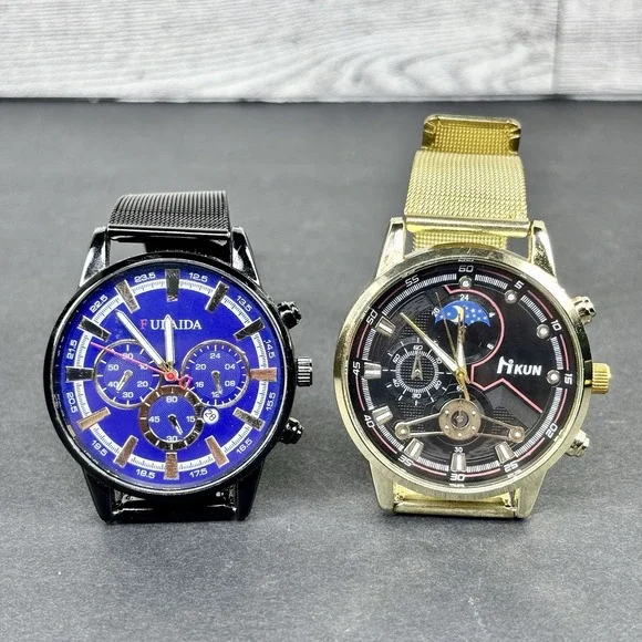 DEYROS Multifunctional Calendar Luminous‎ Men's Watches lot of 2 TESTED
