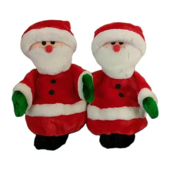 Vintage Santa Plush Pouch Christmas Decor Silent Craft Zipper Closer Satin Soft