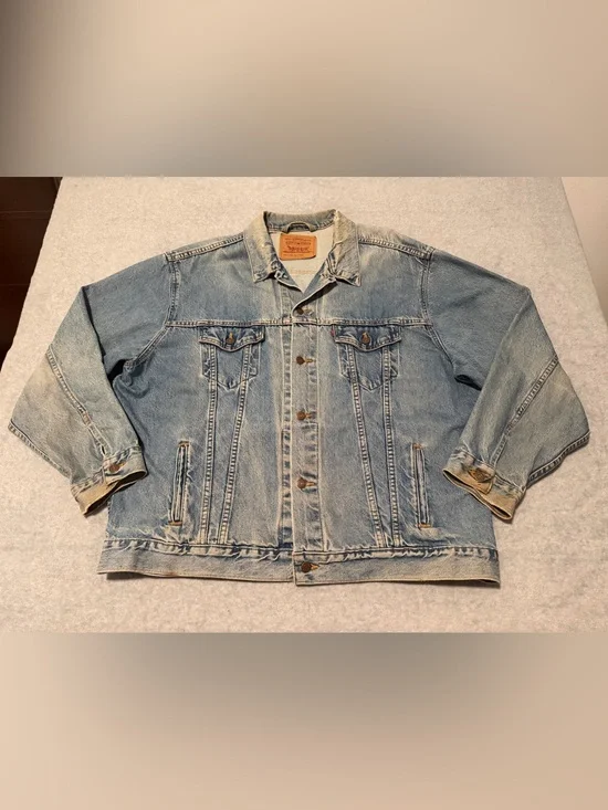 Levi’s Vtg 70507-0389 Trucker Jacket USA Made 1997 90s Denim Mens XXL Light Wash