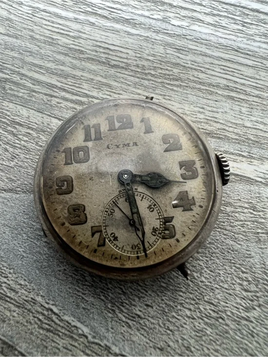 Cyma Vintage Pocket Watch - Aged Silver Dial