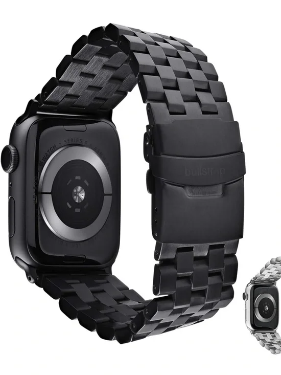 Bull strap Men’s Black Stainless Steel Smartwatch with Metal Link Band NWOT