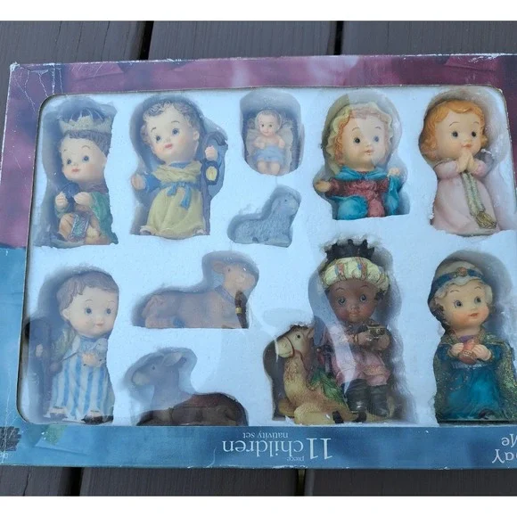 Holiday Time Christmas 11 Piece Children Nativity Set Hand-Painted Figurines
