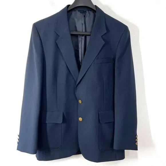 Vtg. Levi's Action Suit STA-PREST‎ Mens 42L Blue Gray Button Sport Coat Jacket
