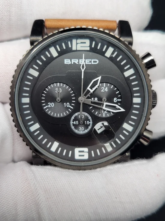 Breed Men's Chronograph Quartz Watch | Black Dial | Date Display | 50M WR